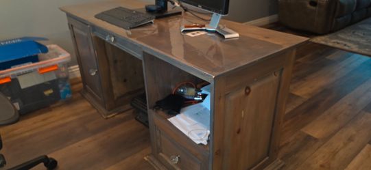 Wood office  desk with drawer  and storage