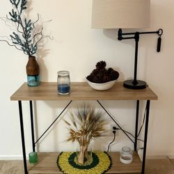 Modern Industrial Console Table – Wood & Black Metal