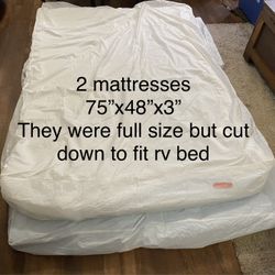 Memory Foam Mattresses (2 ) Trimmed Full Size And (1) Twin Size Rv Boat Camp Bed