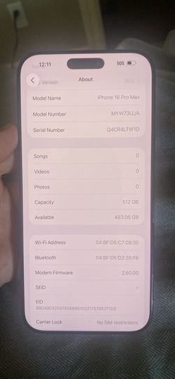 IPhone 16 pro max 512 gb unlocked