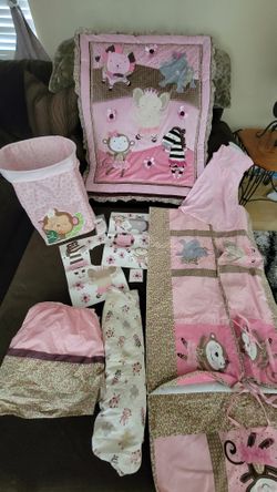 Baby Bedding Set Plus Hamper, Wall Decals And Swaddle Sack