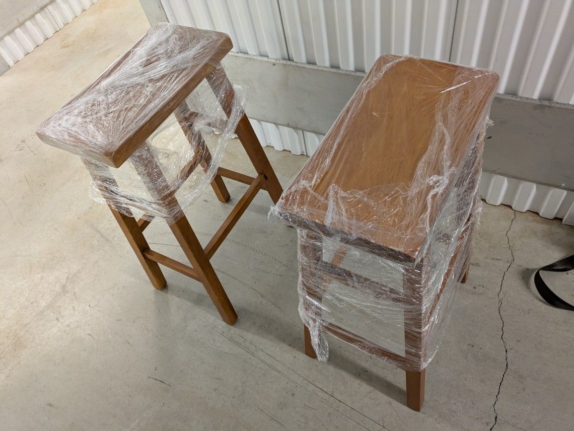 Wood Stool Pair - 30" Tall