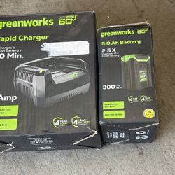 Greenworks 60V 5.0Ah Battery + Rapid Charger (NEW)