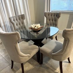 4 Taupe Wingback Dining Chairs