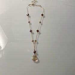 Prismatic Bead Necklace With Gold Tone Chain