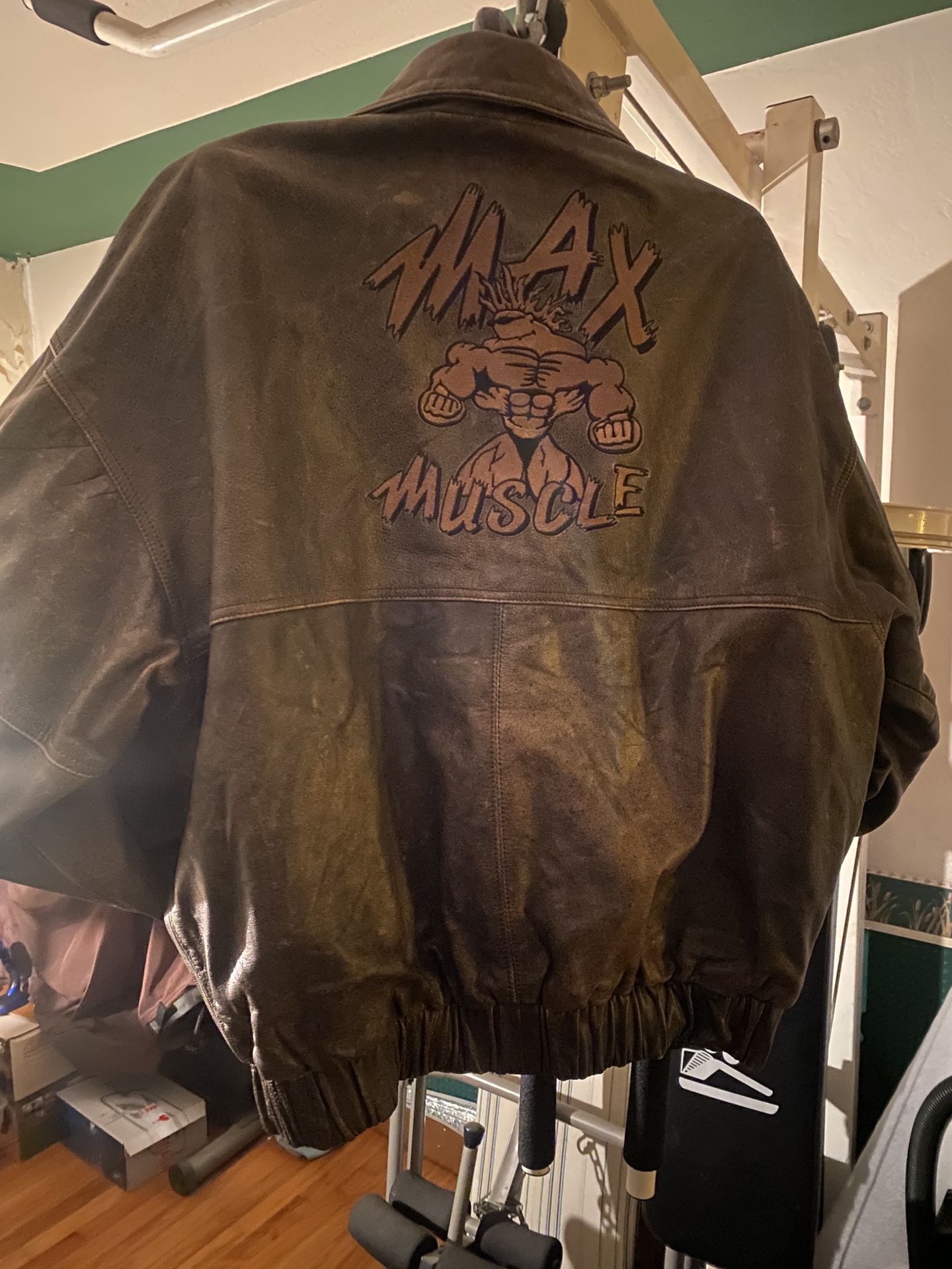 Max Muscle Embroidered Leather Jacket