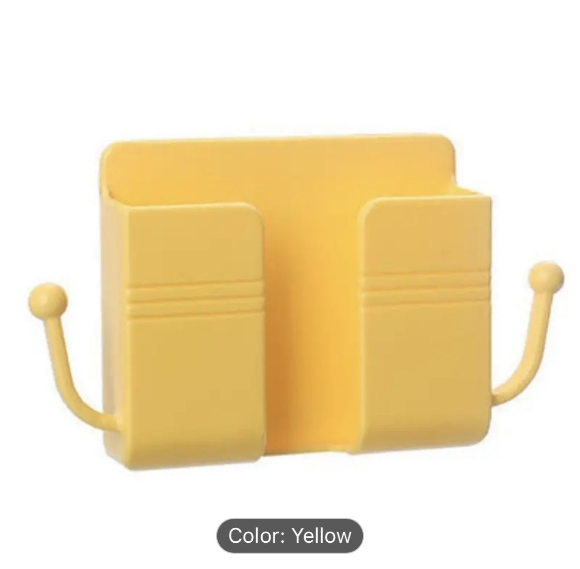 Yellow Wall Mount Cell Phone Charging Organizer With Cord Hooks