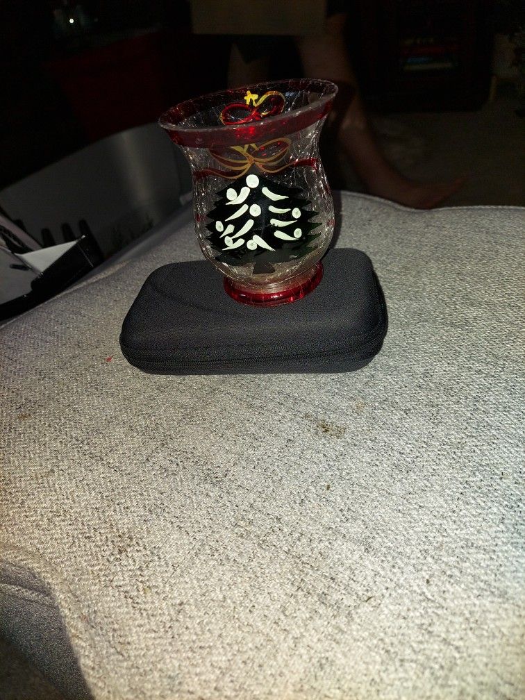 Crackled Glass candle holder