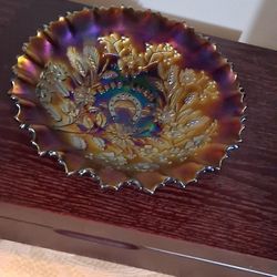 Northwood Purple Carnival Glass Good Luck 