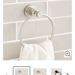 Signature Hardware Greyfield 6-1/2" Wall Mounted Towel Ring - Polished Nickel