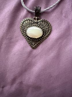 Vintage Silver Filigree Heart Pendant Necklace