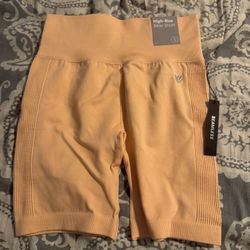 New Forever 21 Small Seamless Orange High Rise Biker Shorts 