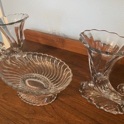 Antique Crystal Vases And Fruit Bowl Set - Mint Condition