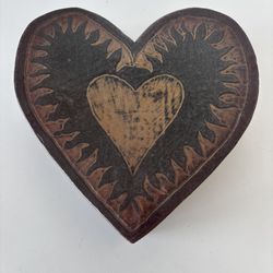 Heavy Large Handmade ceramic heart trinket Box
