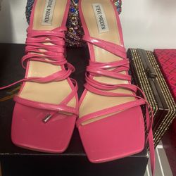 Pink Wrap Around Ankle Steve Madden Heels Size 11