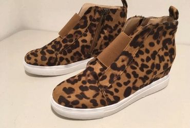 Leopard Print Wedges, Size 10