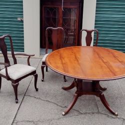 Antique Dining Room Set & Stereo Walnut Piece