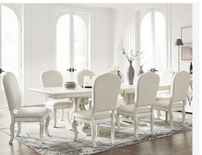 Arlendyne Antique White Dining Table and 8 Chairs