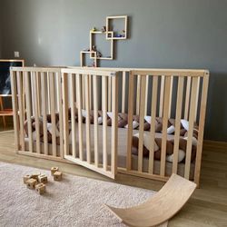 Montessori Floor Twin Bed with High Railings
