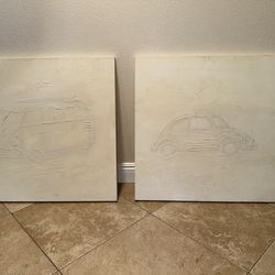 VW Bus & Beetle Textured Canvas Art Set 30x30
