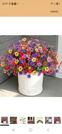 Artificial Flowers for Outdoors Potted Spring Decor, 12 Bundles Fake Summer Daisy with Realistic Eucalyptus Leaves, Faux Plants for Greenery Boxwood P