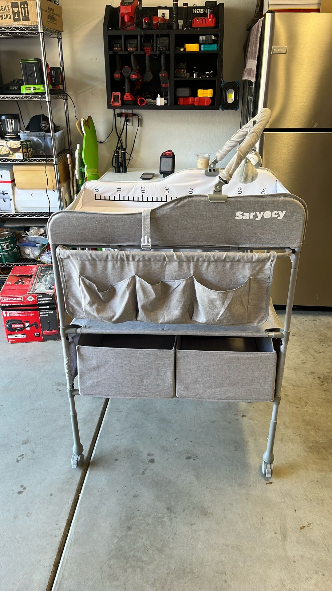 Changing table in great condition. Only used for a few months. Grey in color