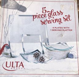 5 Glass Serving Set Plates Dinner Salad