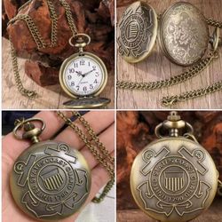 Vintage Style Coast guard Quartz pocket watch Brand New Gift Unisex
