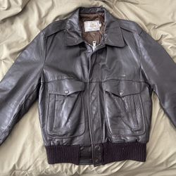 VINTAGE Gino Leathers: BROWN LEATHER FLIGHT JACKET 