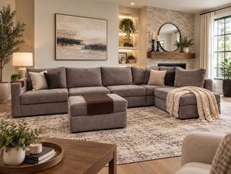 Light Brown LoveSac Sectional Couch with Ottoman (Delivery Available)