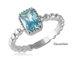 Sterling Silver Womens Birthstone Ring 