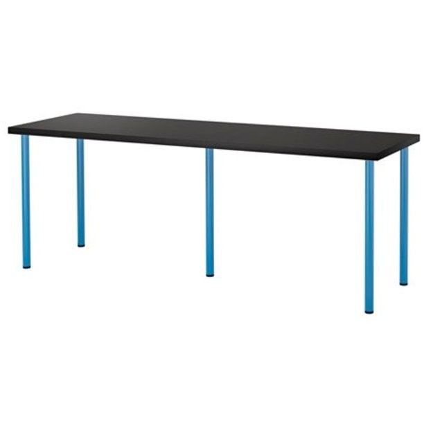 IKEA LAGKAPTEN/ADLIS 79" desk Black-brown With Blue Legs