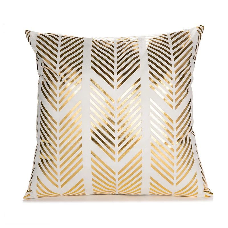 Polyester Black and Gold, white and Gold Decorative Pillows Case Sofa Car Waist Decorative Pillowcase Fashion Absorb Sweat Cushion Cover Friends Tv S