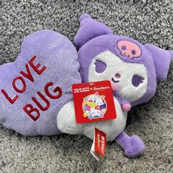 Hello Kitty Sweethearts Kuromi Purple Plush Heart Love Bug Pillow 2026 New Tags