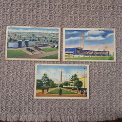 1939 ORIGINAL WORLD'S FAIR LINEN POSTCARDS SET -AET DECO