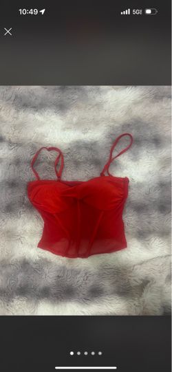 Red Corset Crop Top with Spaghetti Straps