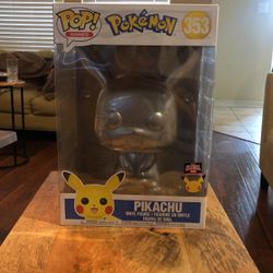 Funko POP! Pikachu Pokemon #353 Silver Metallic 10 Inch TargetCon Exclusive
