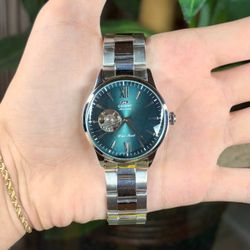 Orient Automatic Open Heart Watch Green Dial