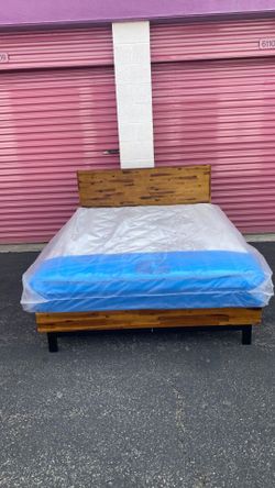 Queen bed frame with mattress