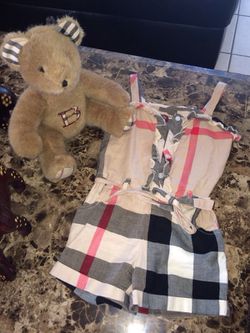 Authentic Burberry bear and romper photo shoot set