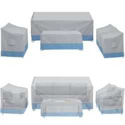 New windaze Patio Furniture Set Cover, 5 Piece Outdoor Furniture Covers Waterproof, All Weather Protection 600D Heavy Duty Patio Sofa Covers

