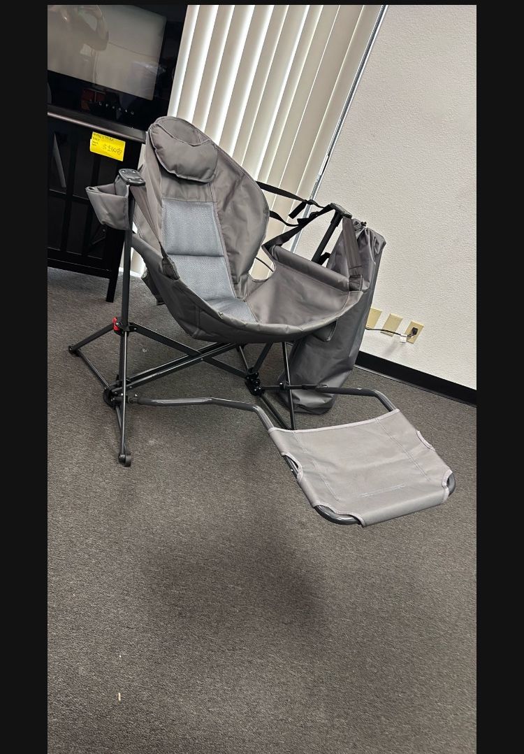 New!! On Sale!! Hammock Camping Chair Portable Camp Chair with Retractable Footrest Adjustable Back Headrest Cup Holder & Carry Bag