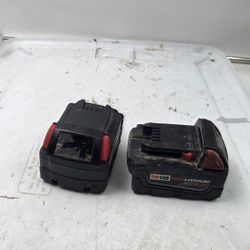 set 2 Milwaukee M18 Red Lithium XC 5.0 Compact Battery Pack 