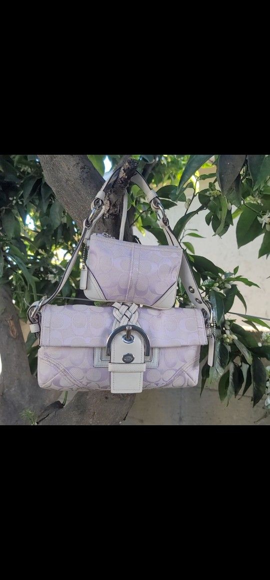 VINTAGE HTF Y2K 05' COACH LAVENDER SOHO AND MATCHING WRISTLET