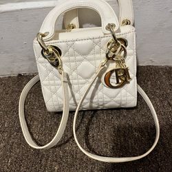 Christian Dior Cream Lambskin Cannage Vintage Mini Lady Dior Bag