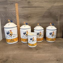 Vintage Avon provincial rooster canister set