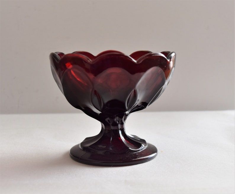 Ruby Red Anchor Hocking Scallop Vintage Dessert glass
