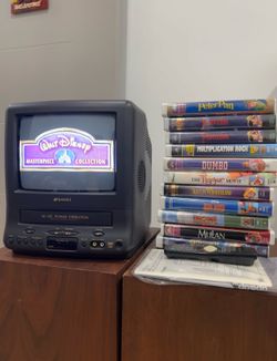 Sansui 9” TV VCR COMBO + Disney VHS Lot! (COM0906)