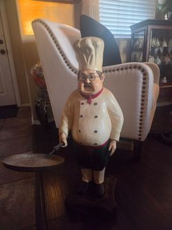 Large Fat Chef Figurine Statue with Pan