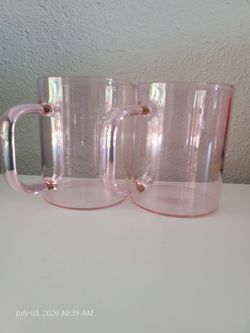 Translucent Pink Glass Mugs